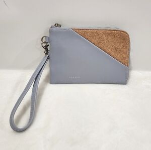 Pixie Mood Stacy Gray Cloud Tan Cork Vegan Leather Wallet Wristlet Clutch Bag
